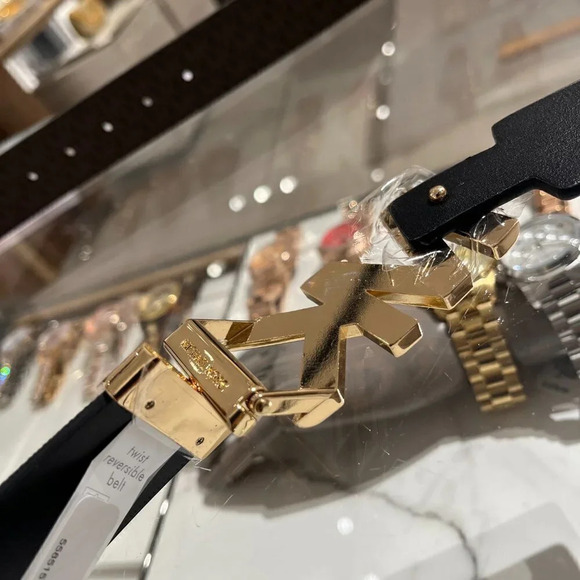 Reversible Logo and Leather Waist Belt Brown/Black S/M - Picture 3 of 4